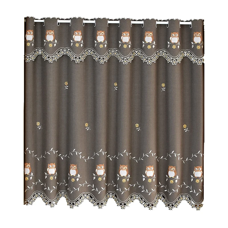 Полузанавеска с вышивкой прозрачная Тюлевая занавеска рисунком совы