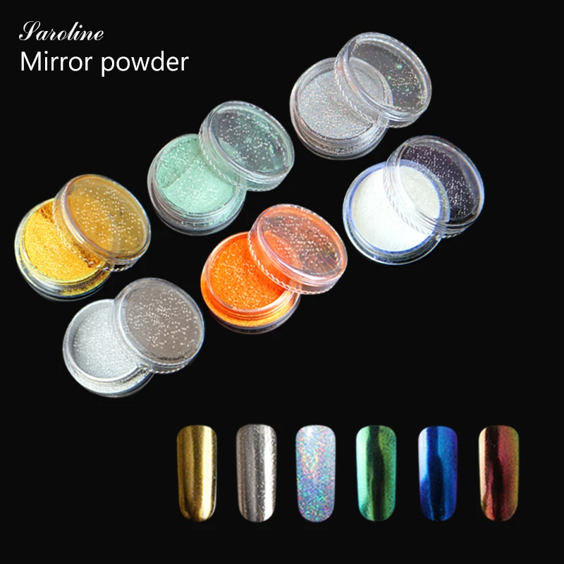 Зеркальная пудра для ногтей Saroline Glitters стойкая зеркальная краска пигмент УФ гель