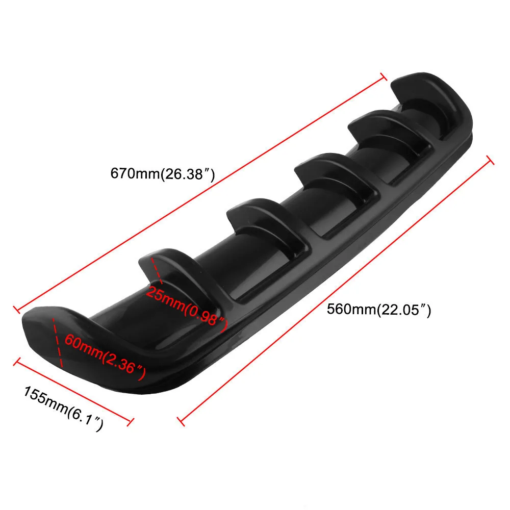 ABS спойлер задний Акулий плавник стиль изогнутый бампер губа диффузор Акула 6