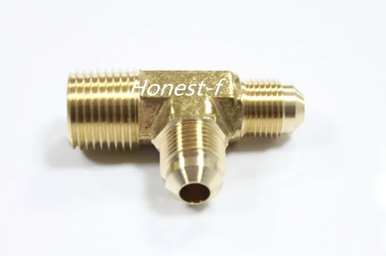 

Brass 1/4" OD x 1/4" OD x 1/8" Male NPT Flare Run Tee Tube Fitting