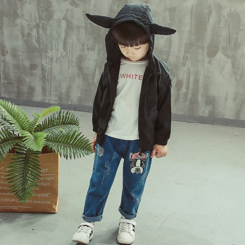 Модная хлопковая куртка с капюшоном летучая мышь для маленьких мальчиков и