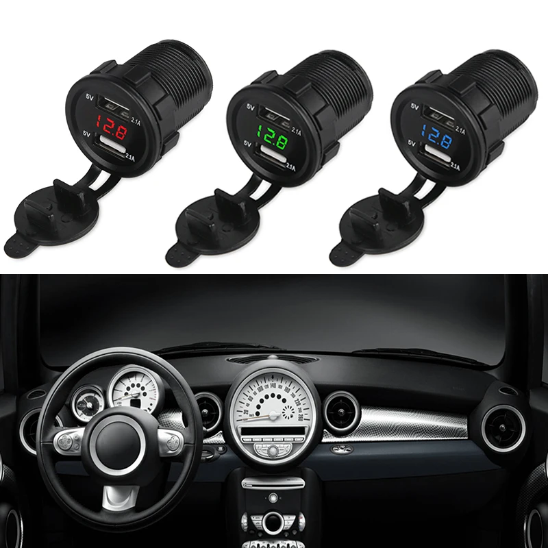 Автомобильное зарядное устройство с двумя USB портами 12 В 24 а светодиодный