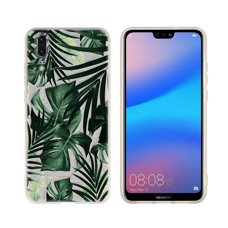 Мягкий чехол из ТПУ с тропическими растениями для телефона Huawei P50 P40 P30 P20 Pro Lite p30lite