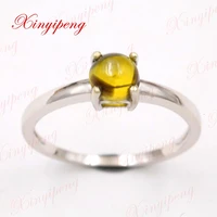 xin yi peng 18 k white gold inlaid natural singular yellow sapphire ring women ring 5 5 mm simple and easy