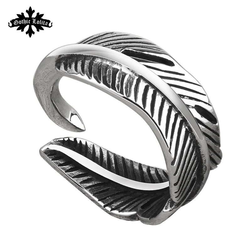 Панк перо индекс Открытое кольцо для унисекс рок-н-ролл модное мужское ювелирное