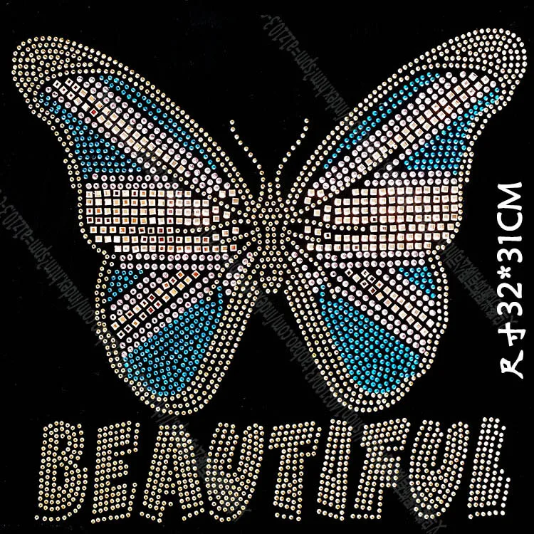 Большой размер бабочка мотив стразы s исправить утюгом на Стразы Переводные