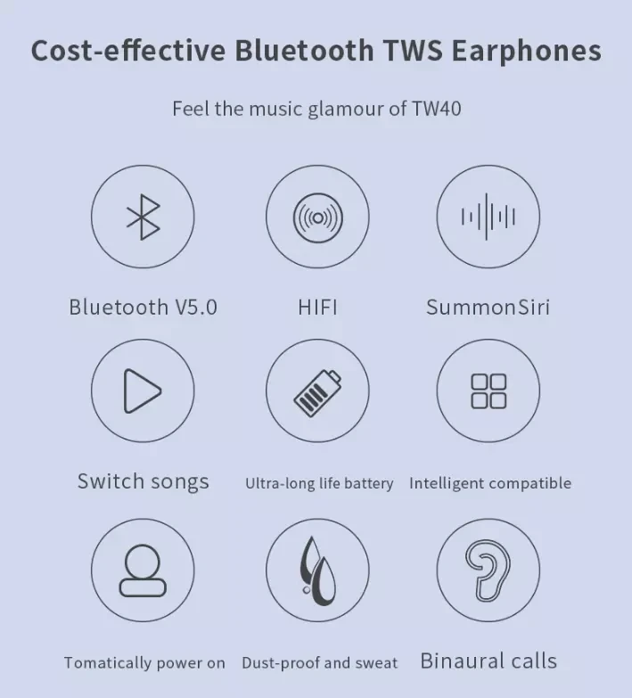 TW40 TWS Беспроводные Bluetooth 5 0 наушники Super Bass 6D 3D HiFi стерео гарнитура Handsfree Call