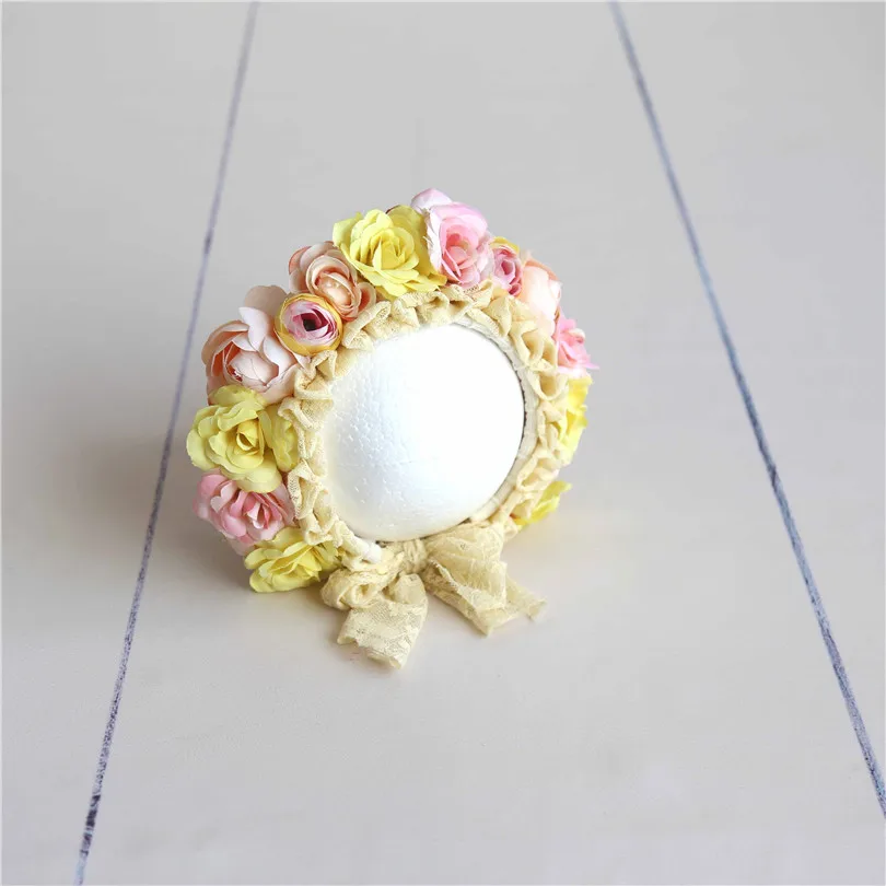 as photo Цветочная детская шапочка для новорожденных; реквизит для фотосессии; винтажная шляпка с цветком; реквизит для новорожденных девочек; садовая Шапка; реквизит для фотосессии - Цвет: as photo