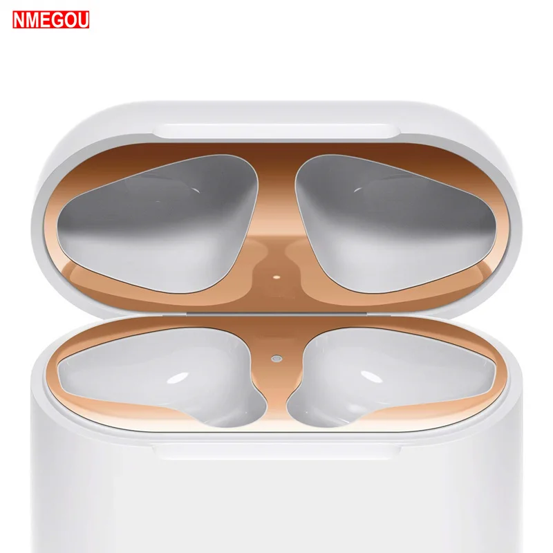 Пыленепроницаемый Чехол для Apple гарнитура Airpods металлическая защитная наклейка