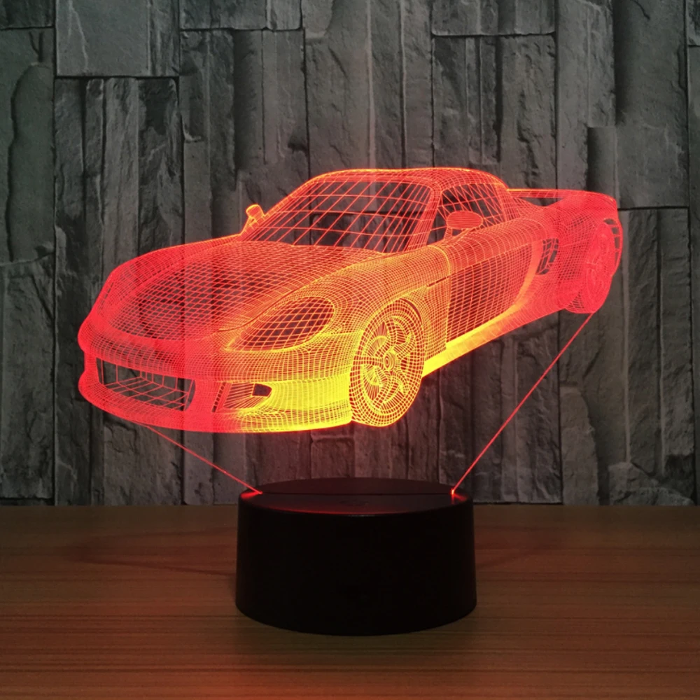 Автомобильная 3D 7 цветная лампа визуальные Светодиодные ночные светильники для детей сенсорный Usb Настольный лампе
