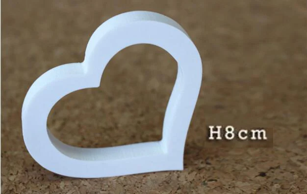 Hollow heart Стоящий 8 см Искусственный деревянный дерево белые буквы Алфавит слова Свадебная вечеринка Декор для дома бабочка Корона кольцо с алмазом в форме сердца - Цвет: Hollow heart