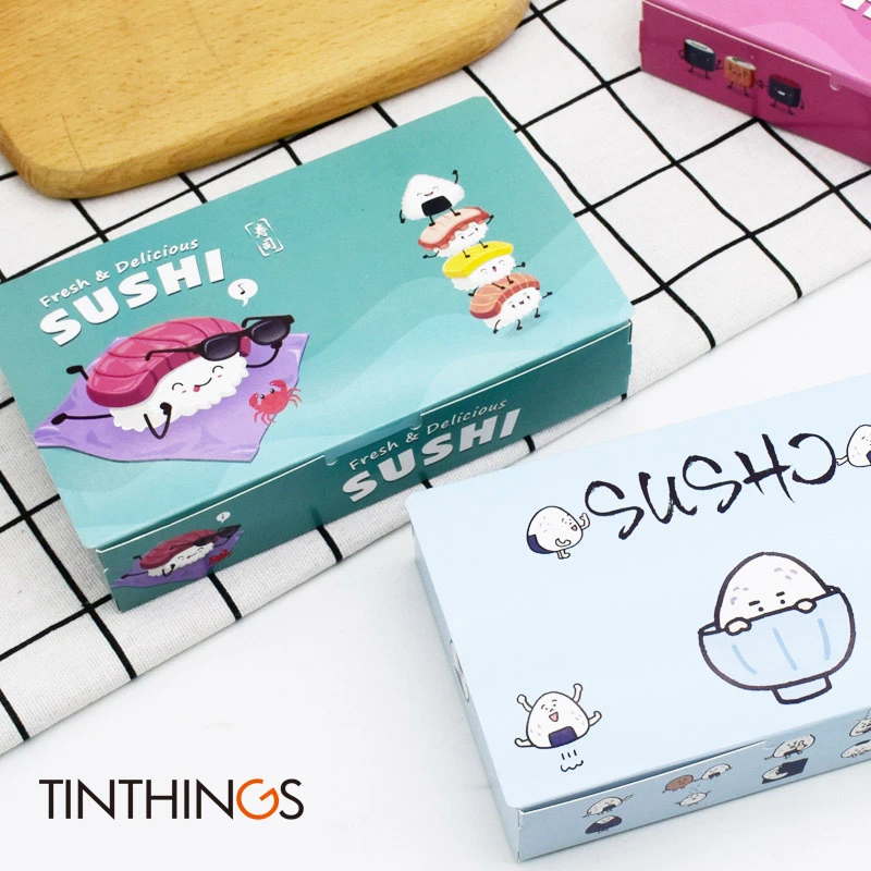 

20PCS Sushi Box Packaging Fast Food Disposable Sushi Box Japan Rice Ball Paper Takeout Box Food Containers 170x105x35mm