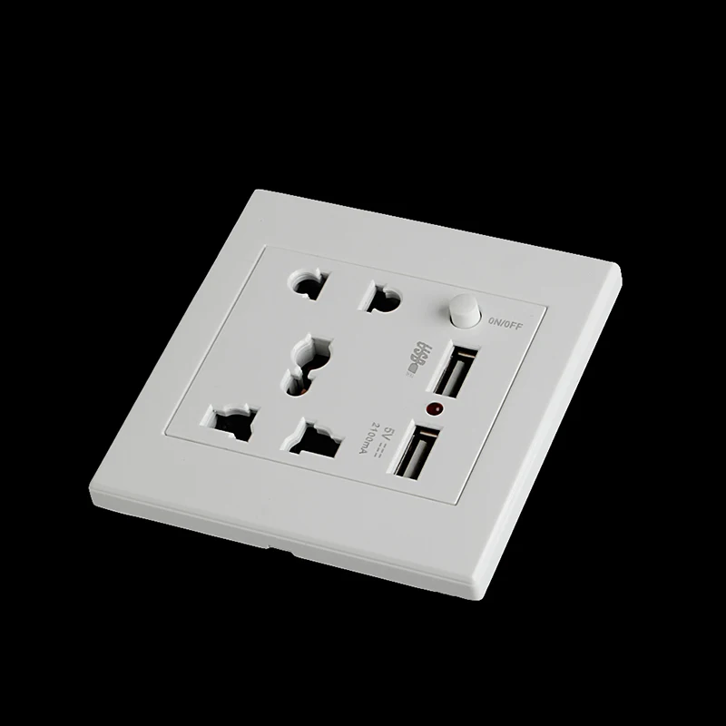Розетка + 2 USB переключатель настенная розетка зарядное устройство AC/DC адаптер