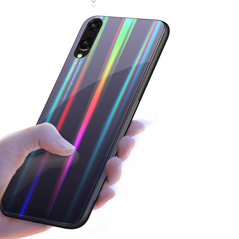 Градиентные чехлы из закаленного стекла для Huawei P20 чехол Pro роскошный