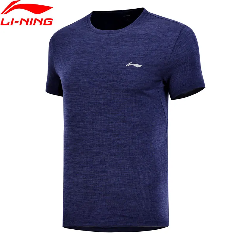 Li Ning мужские футболки для бега сухой Смарт 100% полиэстер обычная посадка футболка