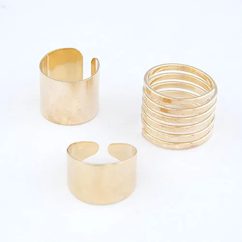 3 шт Панк Мода кольца для женщин 2019 девушки Anillos черный/золото стек простое