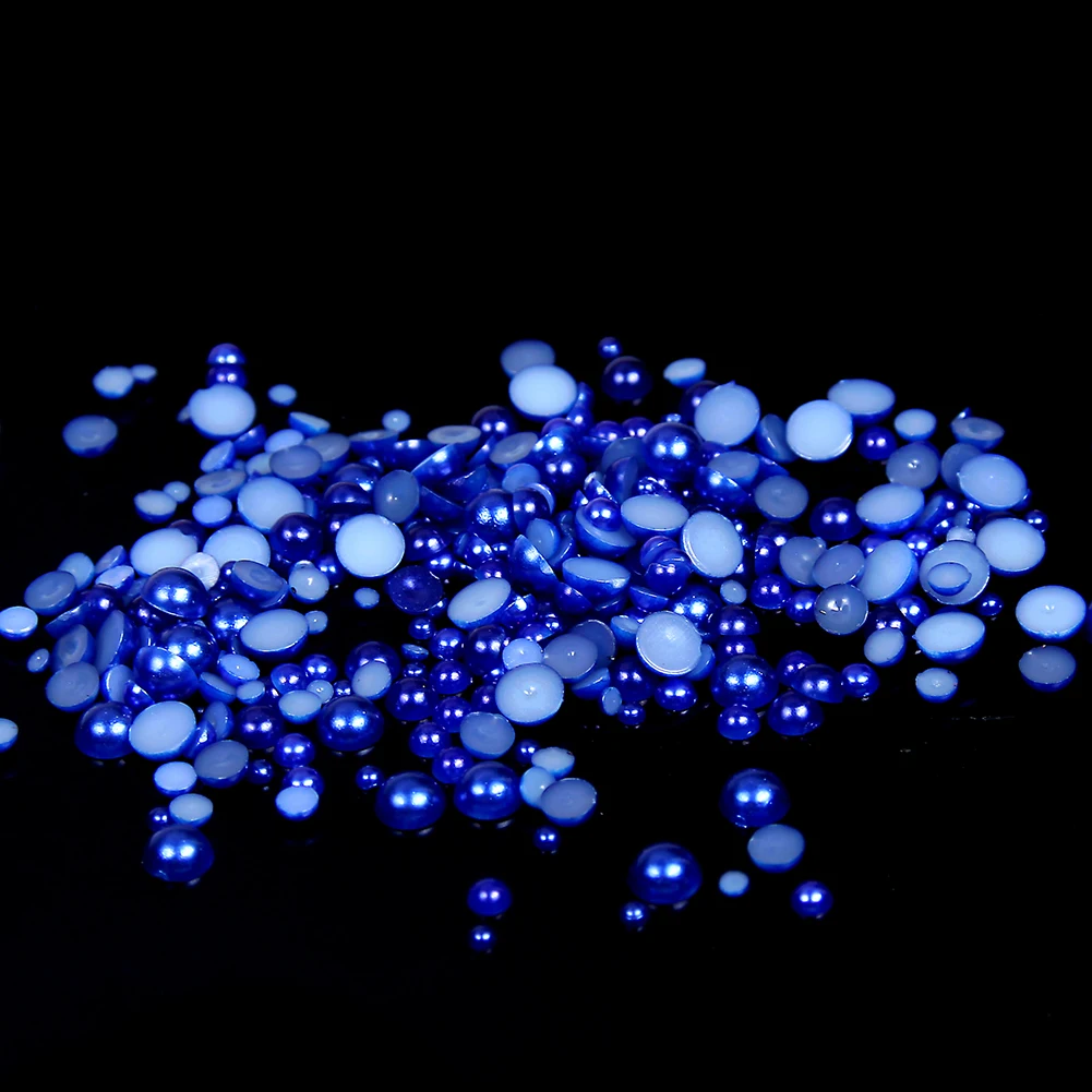 33 blue Много цветов полукруглые жемчужины 1000 шт 2 мм плоские с одной стороны поделки клей на смоле Бусины для мини ногтей художественный чехол для телефона DIY украшения - Цвет: 33 blue