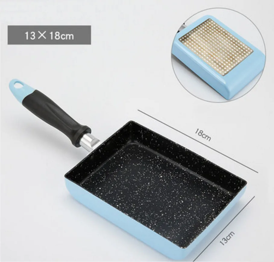 Blue 13x18 см японская тамагояки сковородка для омлета антипригарная сковорода для яиц блинная кастрюля кухонная посуда - Цвет: Blue