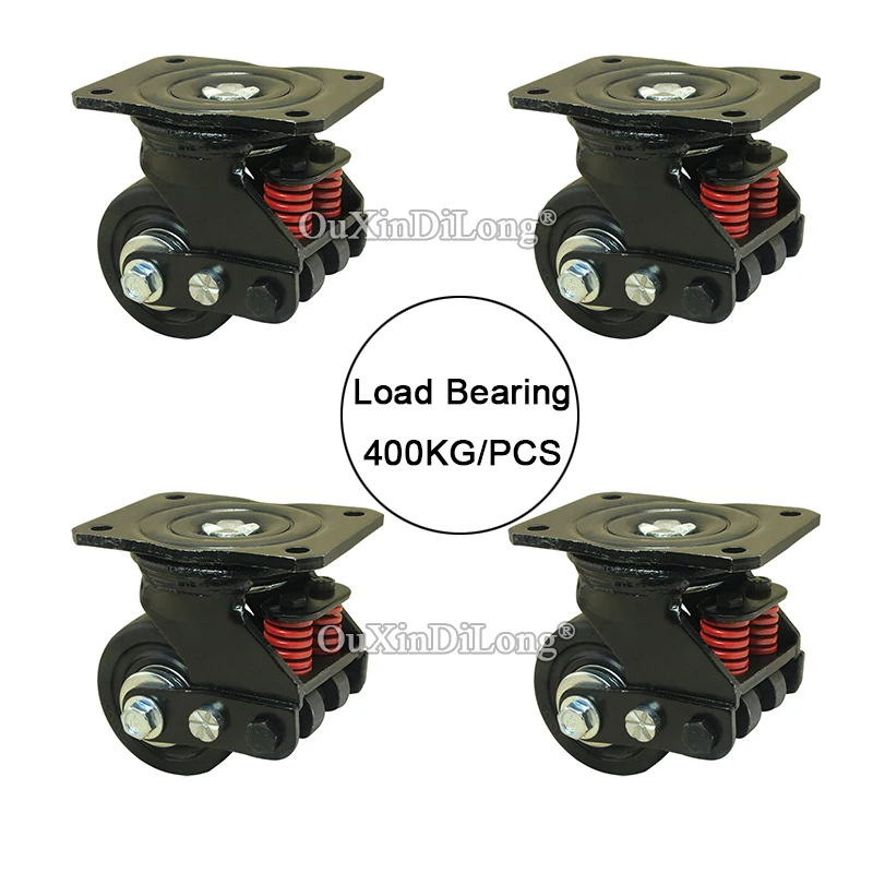 

High Quality 4PCS 3Inches Heavy Equipment Industrial Casters Spring Damping Anti-Seismic Casters Load Bearing 2645lbs/4pcs
