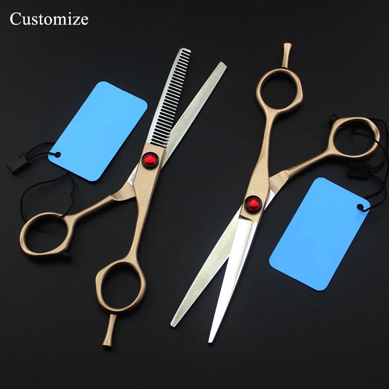 

Customize logo japan 440c 6 '' gold hair salon scissors hair cutting barber makas haircut Thinning shears hairdressing scissors