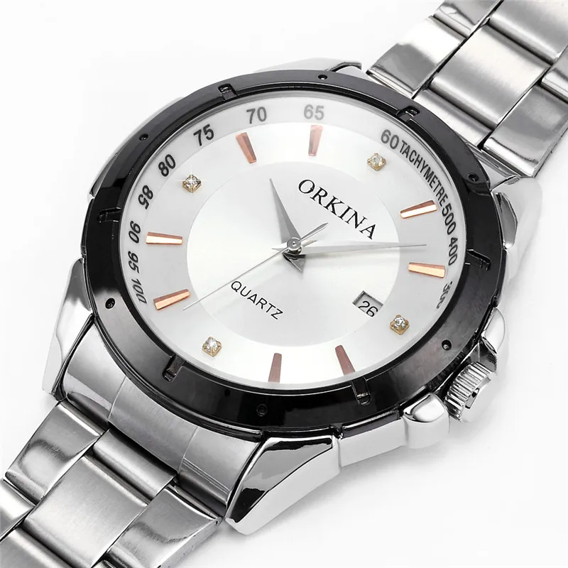 

Quartz Watch MG. ORKINA Stainless Steel Band Japan Movement MIYOTA 2015 Auto Date Display Men's Wristwatches Dress Watches