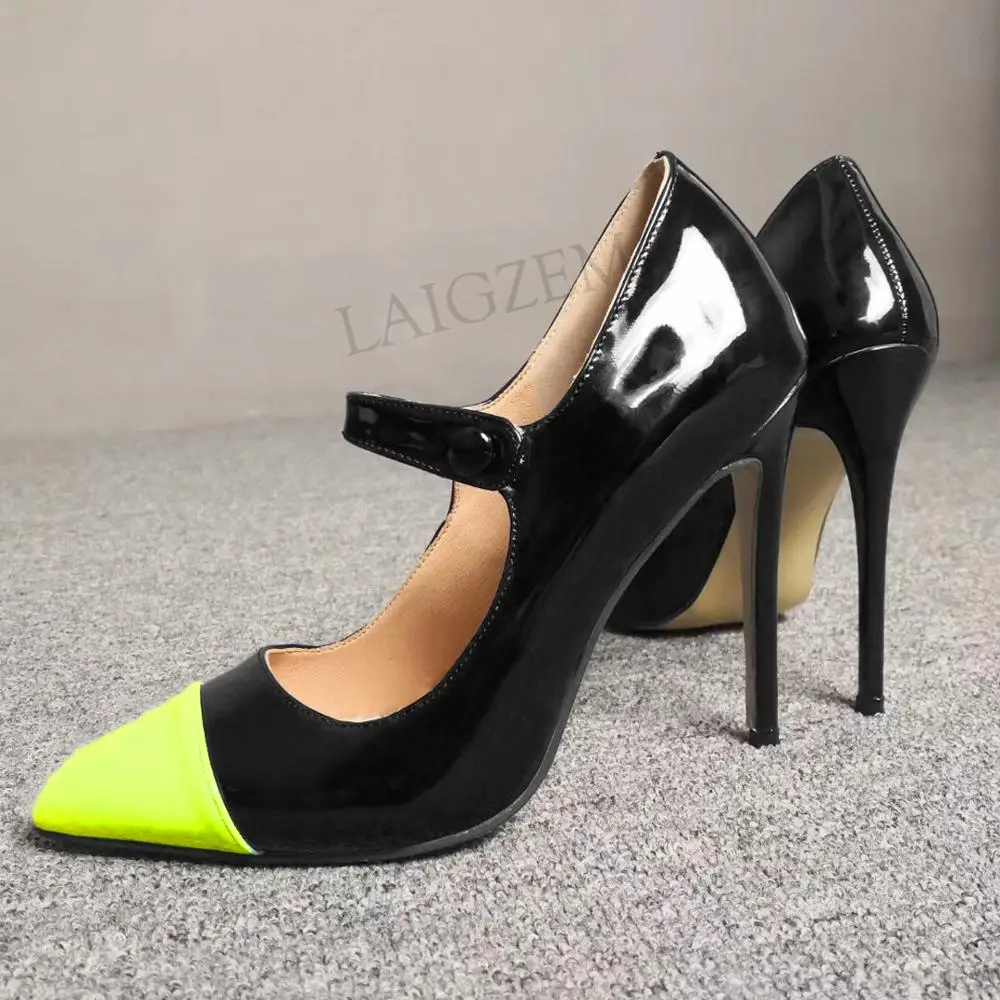 LAIGZEM/женские туфли лодочки на каблуке с цветными блокировками вечерние мэри