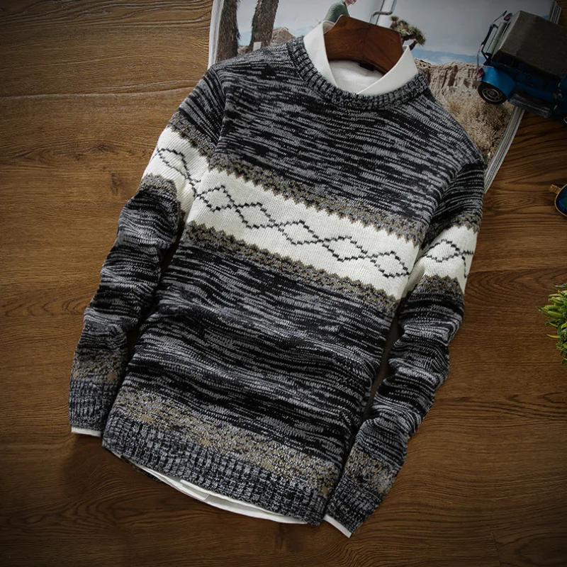 Новинка 2018 модные свитера с круглым вырезом вязаный мужской свитер длинным