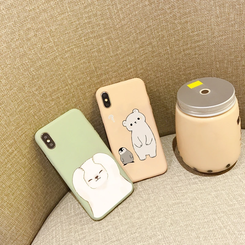 Cute Bear For Iphone x Case Small Fresh Cartoon Phone 6s 7 8 plus xs max xr All-inclusive Shatter-resistant |