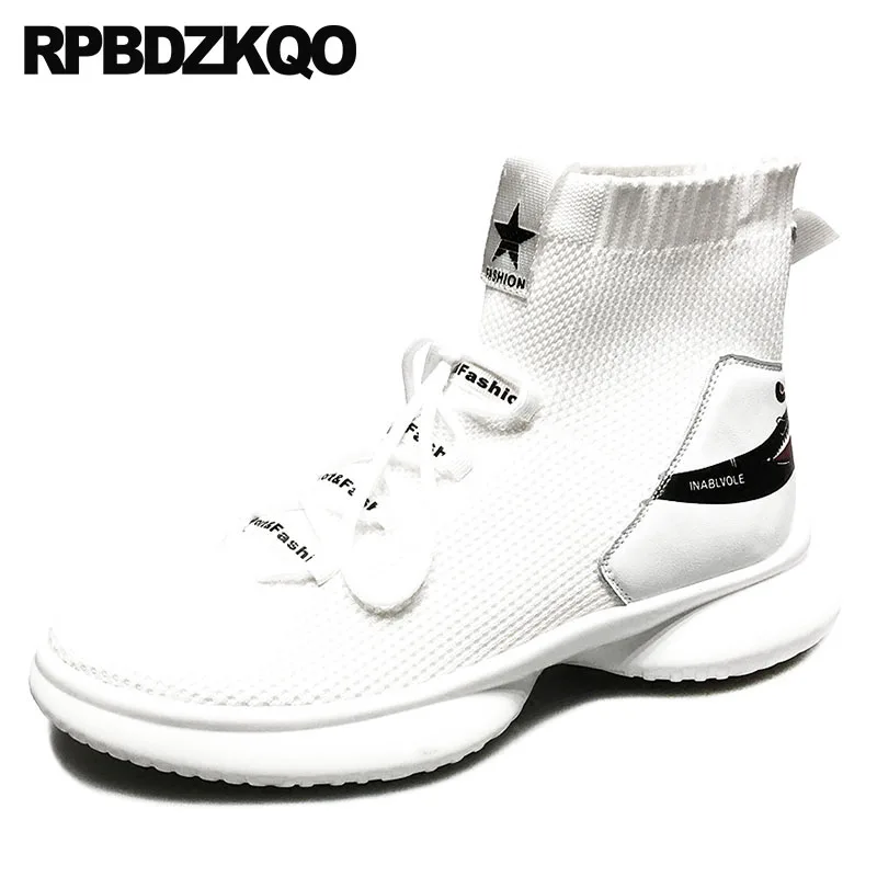 

Comfortable High Top 2021 Men's Shoes Black Lace Up Stylish Boots Mesh Booties Short Designer White Sneakers Trainer Quality