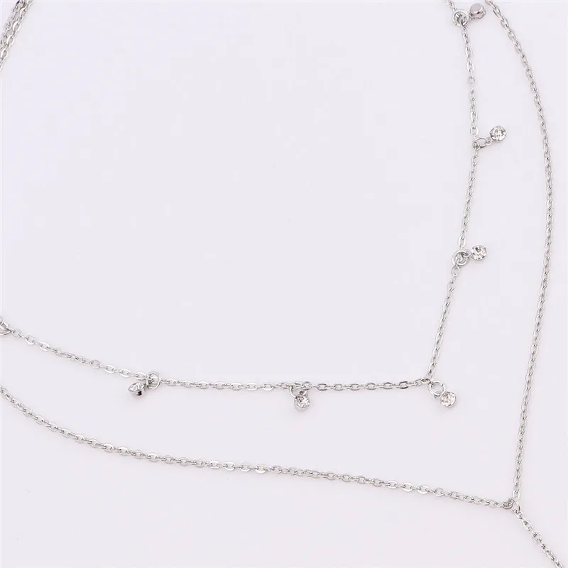 Новая мода Бохо женское простое многослойное ожерелье с блестками цепь Подвеска