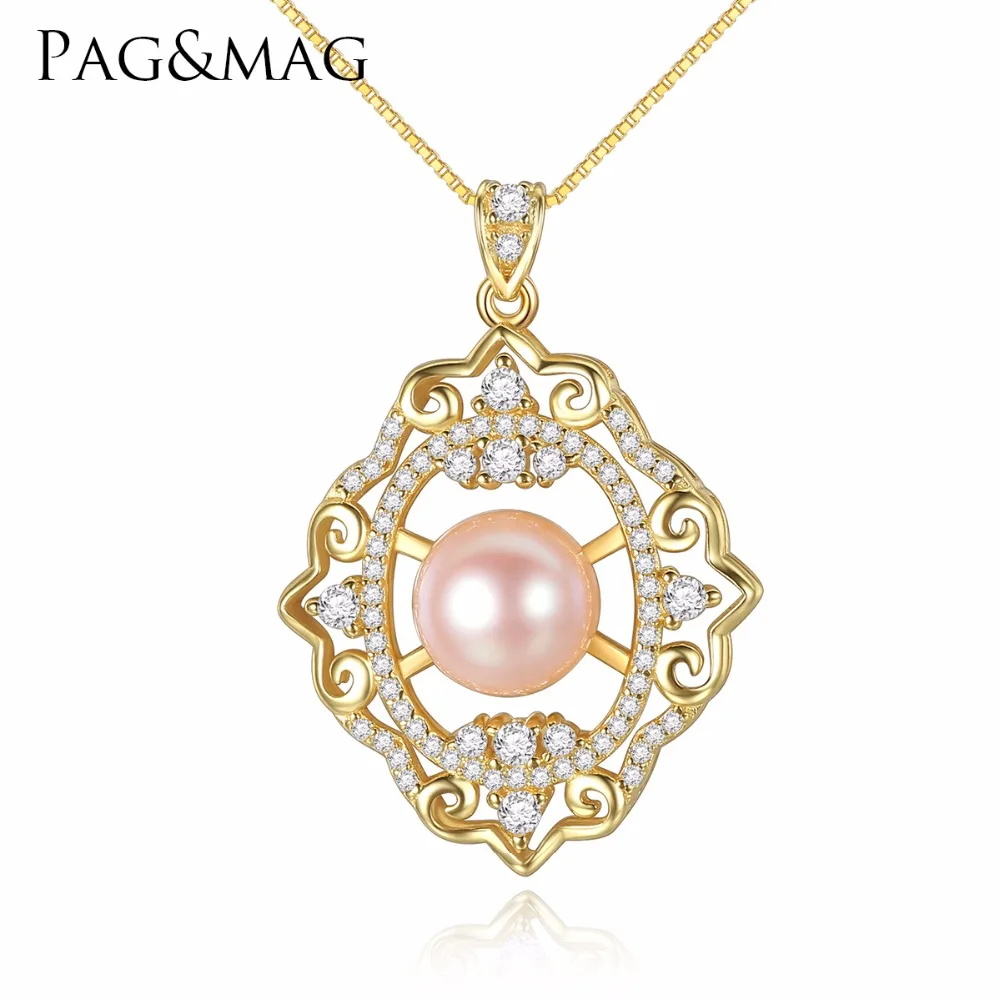 PAG& MAG Брендовое роскошное 925 пробы Серебряное ожерелье с кулоном из натурального жемчуга 40+ 5 см, ювелирные изделия на цепочке, вечерние аксессуары королевского двора