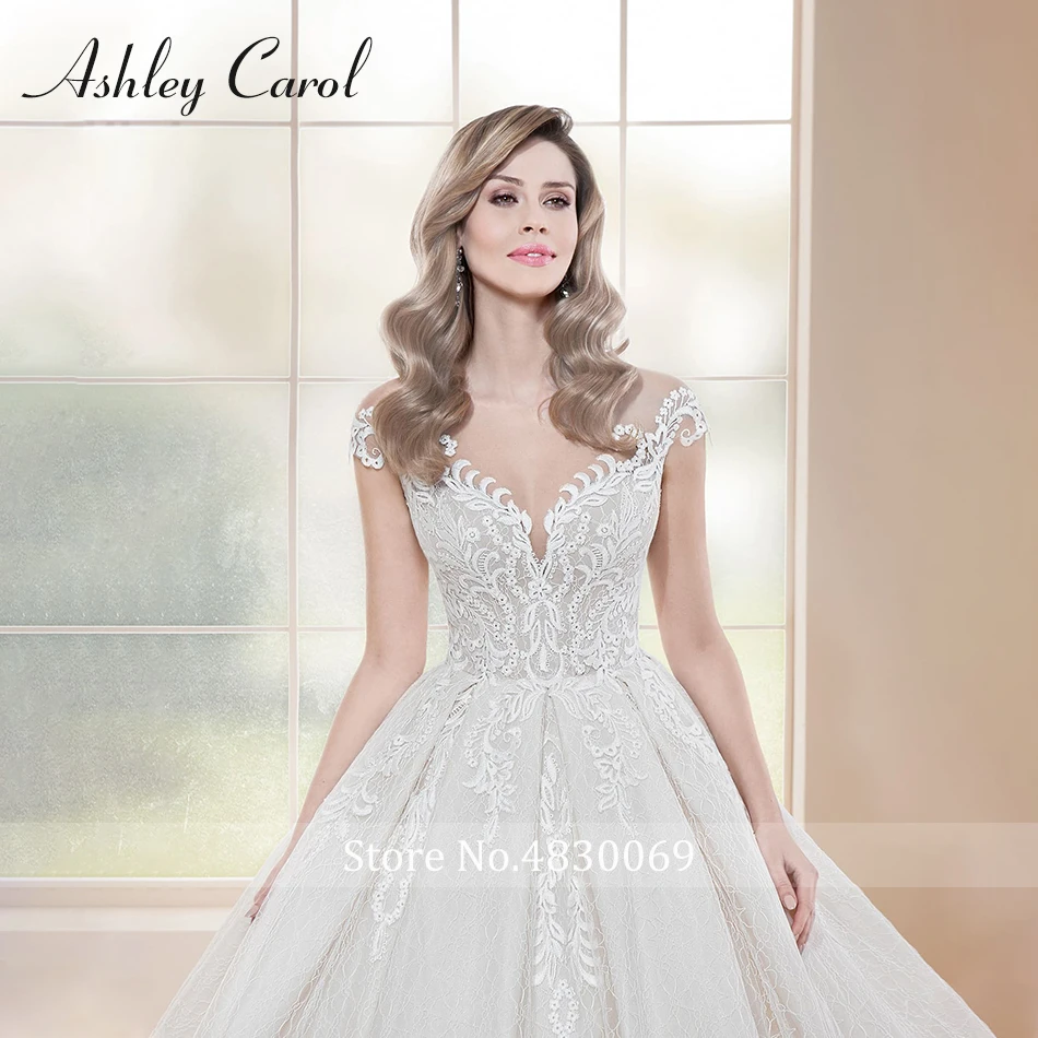 Ashley Carol Сексуальное Милое кружевное бальное платье с открытыми плечами свадебное платье кисейные аппликации Часовня Шлейфы для свадебных платьев