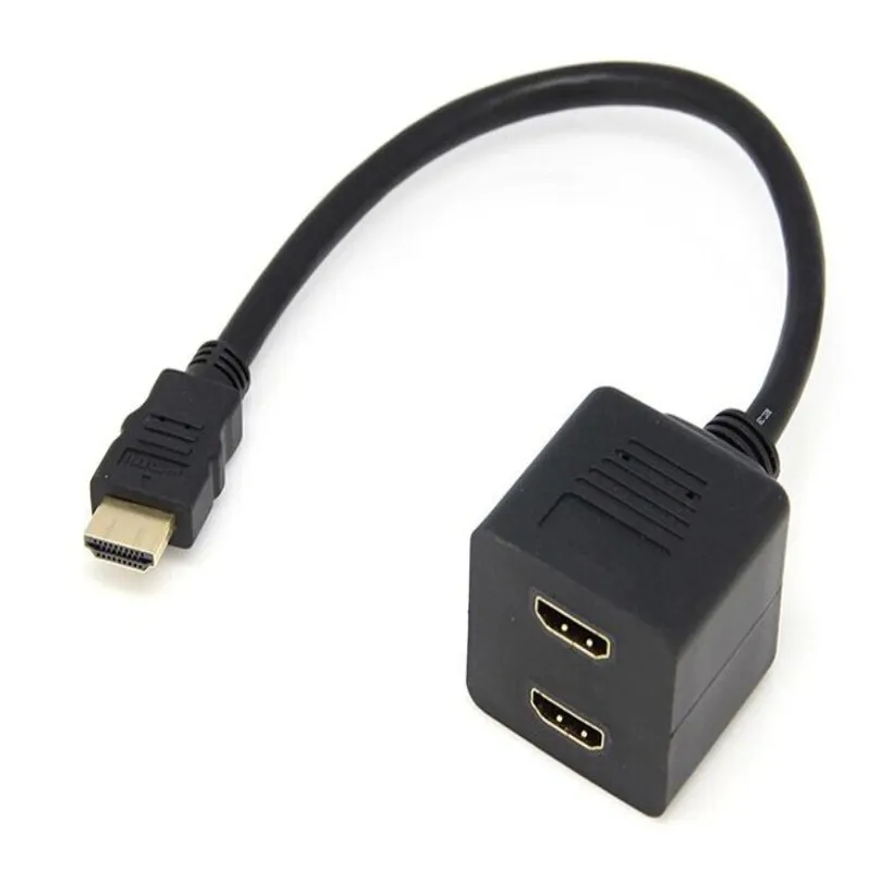 HDMI штекер 2 x гнездо Y образный разветвитель адаптер кабель для плазменного