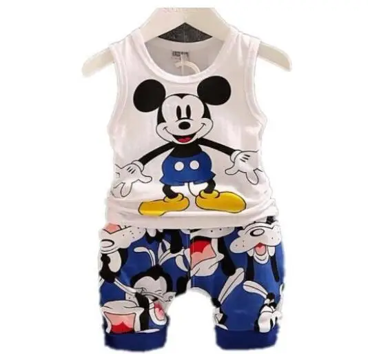 BibiCola baby boys summer clothing sets infant sleeveless t-shirt + shorts 2pcs cartoon clothes set child boy sports suits |