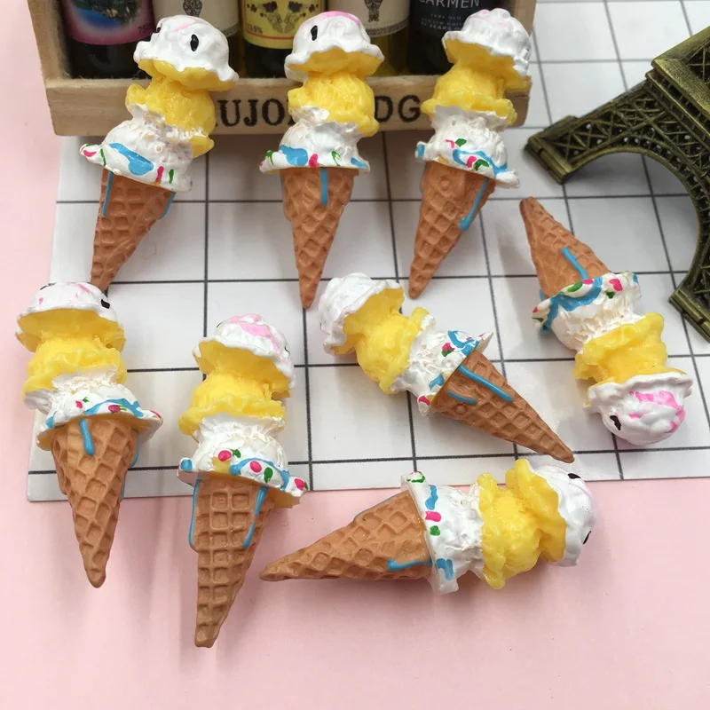 Миниатюрный каваи из смолы Лидер продаж мороженое кабошон с плоской задней