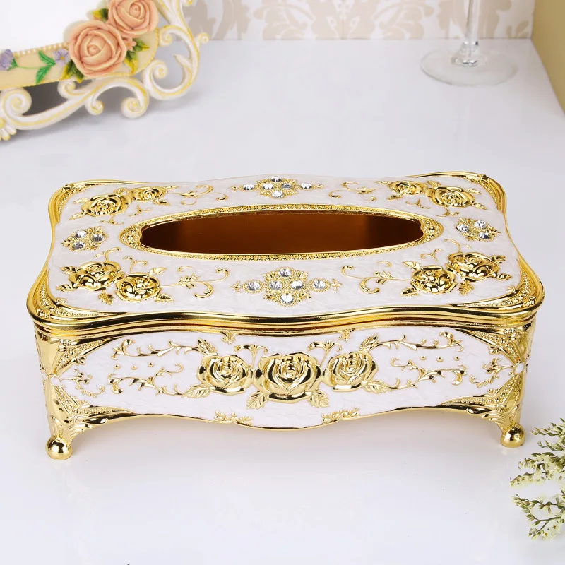 

Elegant Gold Tissue Box Cover Chic Napkin Case Holder Hotel Home Decor Organizer European Style Napkin Case Holder