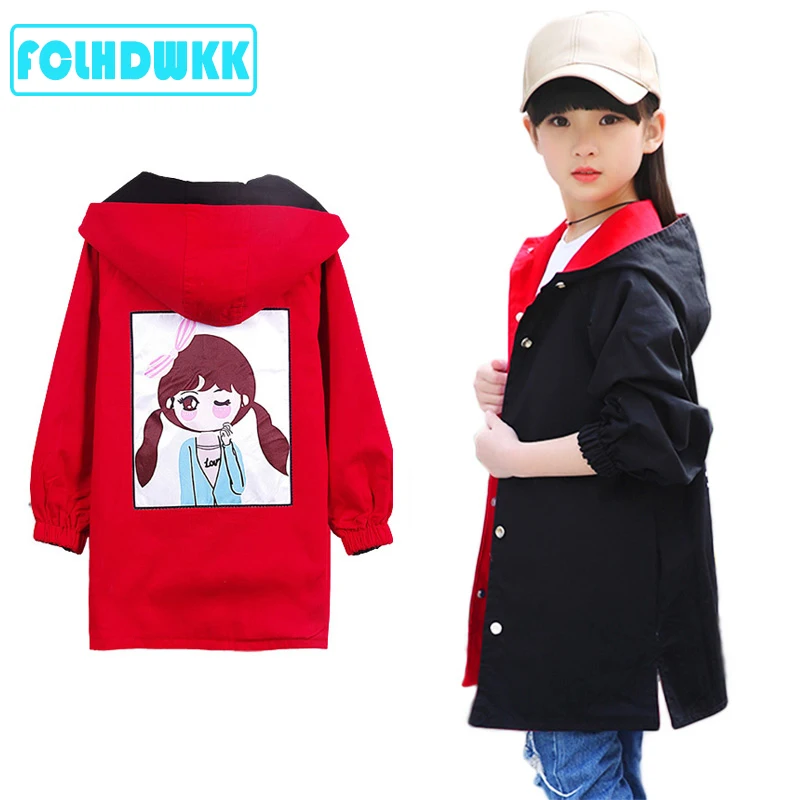 

Baby Girls Jacket 2019 Spring Jackets For Girls Windbreaker Kids Outerwear Coats For Girls Double Sided Wear Children Clothes