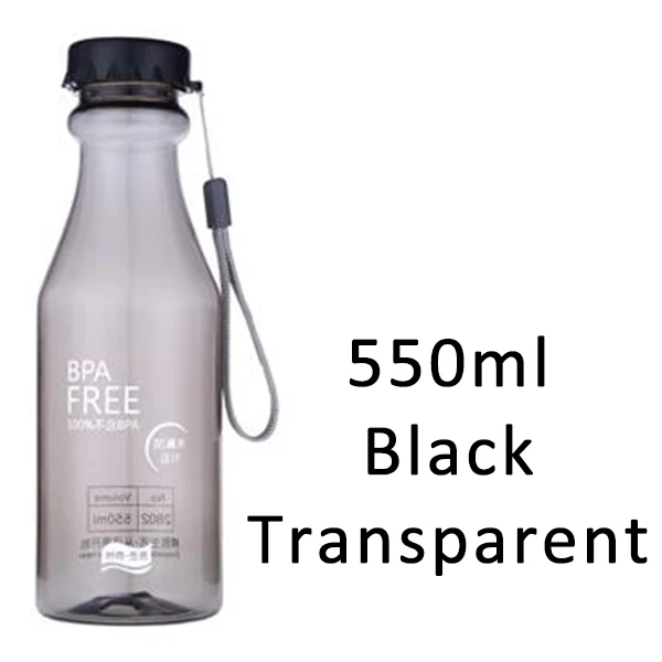550ML black Transhome яркие цвета небьющаяся бутылка для воды 350 мл 550 мл портативная герметичная велосипедная Спортивная пластиковая бутылка стакан для лимонного сока - Цвет: 550ML black