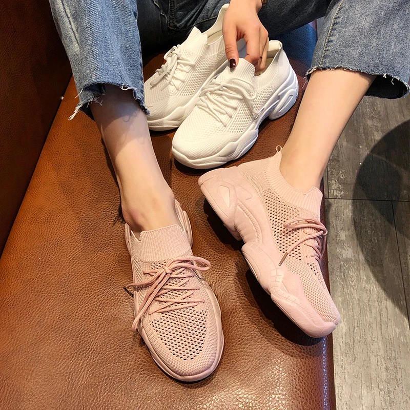 Mesh breathable hollow casual running shoes women's thick-soled versatile net red super fire outdoor walking women | Обувь