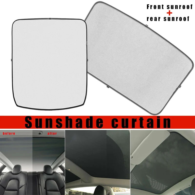 Glass Roof Sunshade Front+Rear Car Skylight Blind Shading Net for Tesla Model 3 NR-shipping | Автомобили и мотоциклы