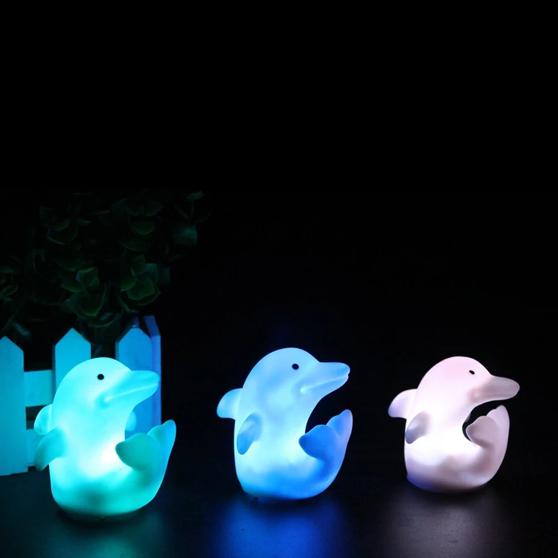 Cute Dolphin Color Changeable LED Night Light Glowing Toys Birthday Party Decoration Supplies Kids Room Gift | Дом и сад