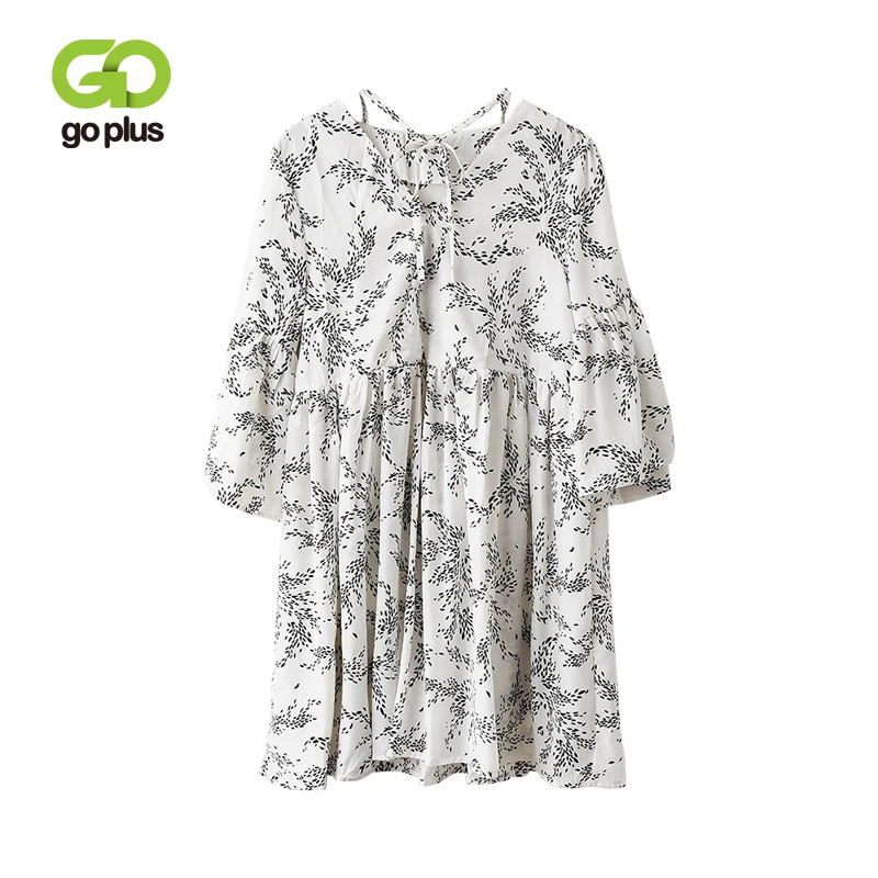 Платье GOPLUS женское винтажное летнее шифоновое платье с рукавом-колокольчиком и