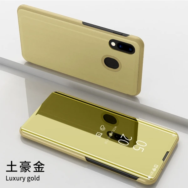 Золотой Для samsung Galaxy A80 Чехол чехол роскошный зеркальный кожаный для samsung A90 A70 A60 A50 A40 A40s A30 A20 Core A20E A10E A10 Funda - Цвет: Золотой