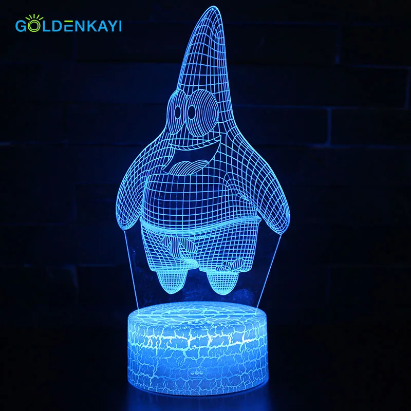 GOLDENKAYI 3D LED Оригинальное ночное освещение атмосфера визуальная лампа сенсорный