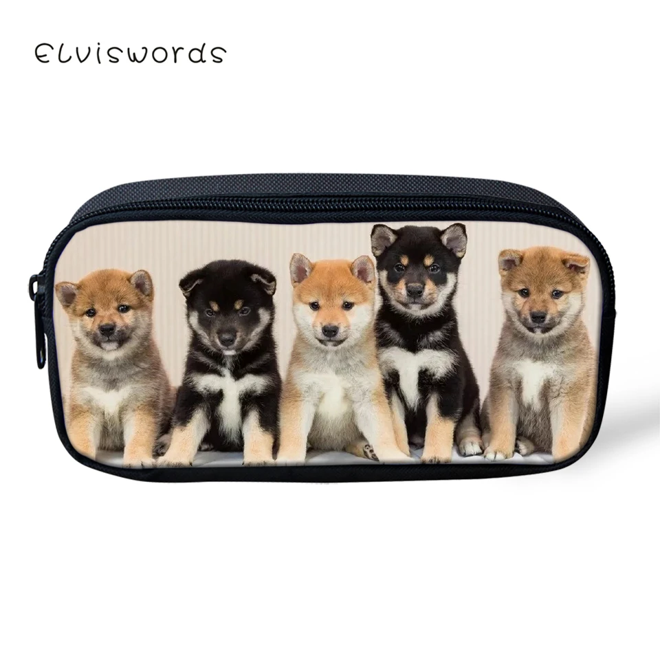 Детский пенал ELVISWORDS Kawaii shaba Inu Dogs с рисунком для студентов канцелярская коробка
