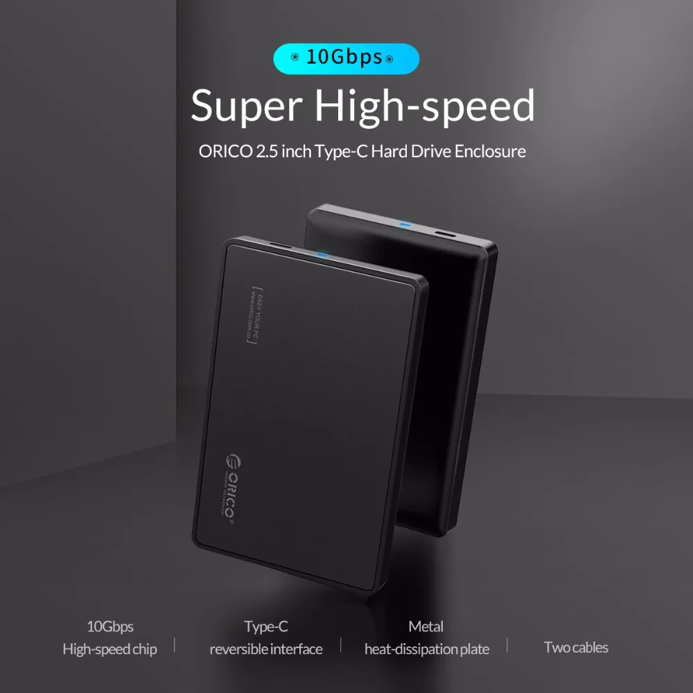 ORICO HDD чехол 2 5 дюйма Type C корпус жесткого диска USB 3 1 Gen2 10 Гбит/с Поддержка UASP для 9 мм