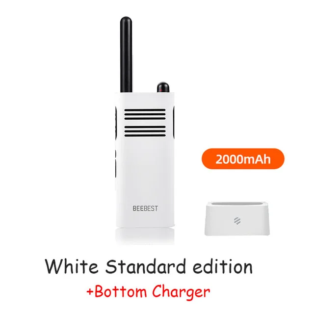 Add Bottom Charger Xiaomi Mijia BeeBest A208 переносные рации 5 Вт 1-5 км двухстороннее радио белый 2000 мАч/синий 3350 мАч для наружного использования - Цвет: Add Bottom Charger