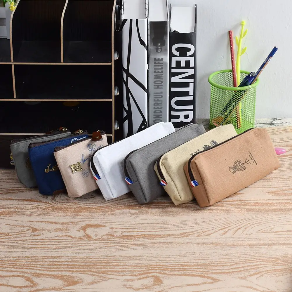 Холщовый чехол для карандашей и ручек с 8 узорами Милая женская винтажная сумка