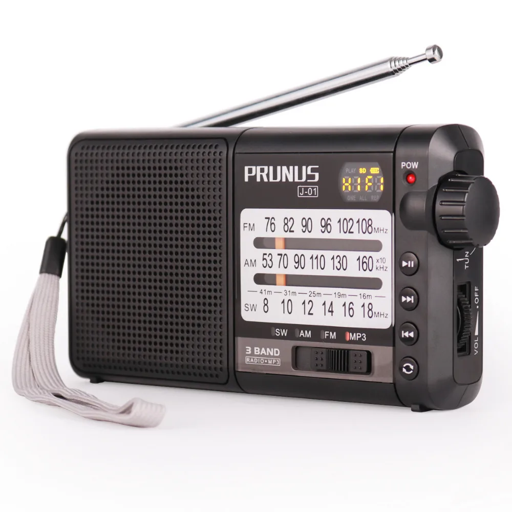 PRUNUS J 01 радио превосходное Приём FM/AM (MW)/SW Micro SD MP3 DSP транзисторы Портативный с 2200 mah