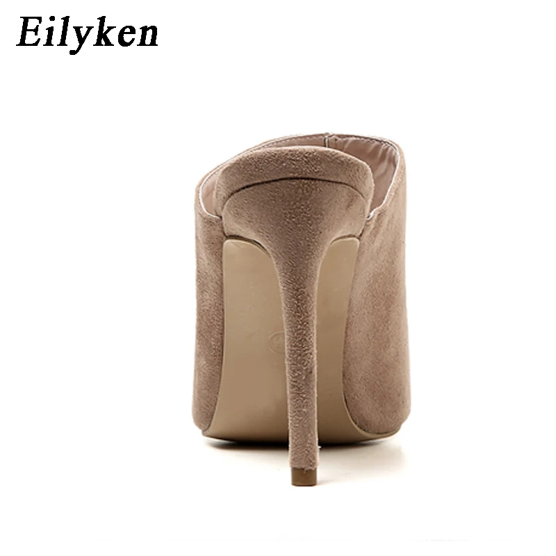 Eilyken/Новинка года; Летние шлепанцы из флока; женские шлепанцы с открытым носком; Sandalst; туфли-лодочки на тонком высоком каблуке; цвет черный, абрикосовый; Sandalst